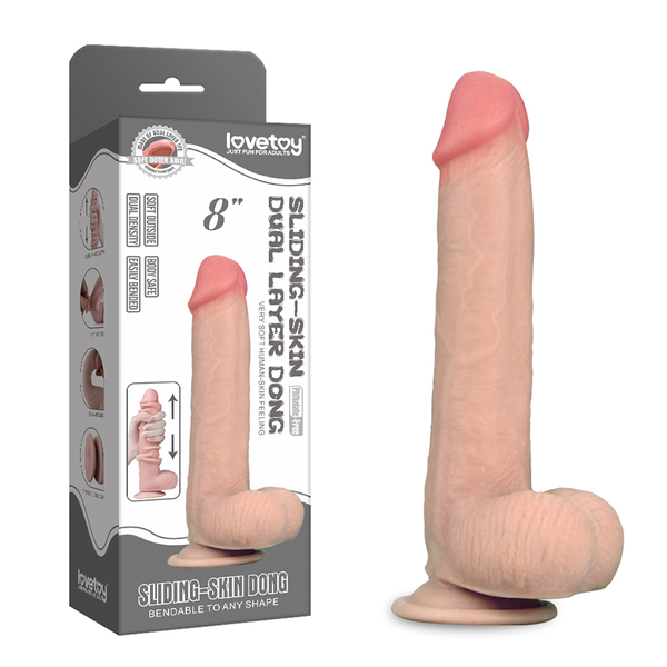 Dildo 8'' Sliding Skin Dual Flesh